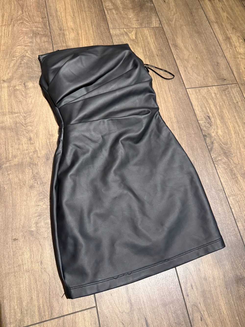RtA Strapless Black Faux Leather Bodycon Dress